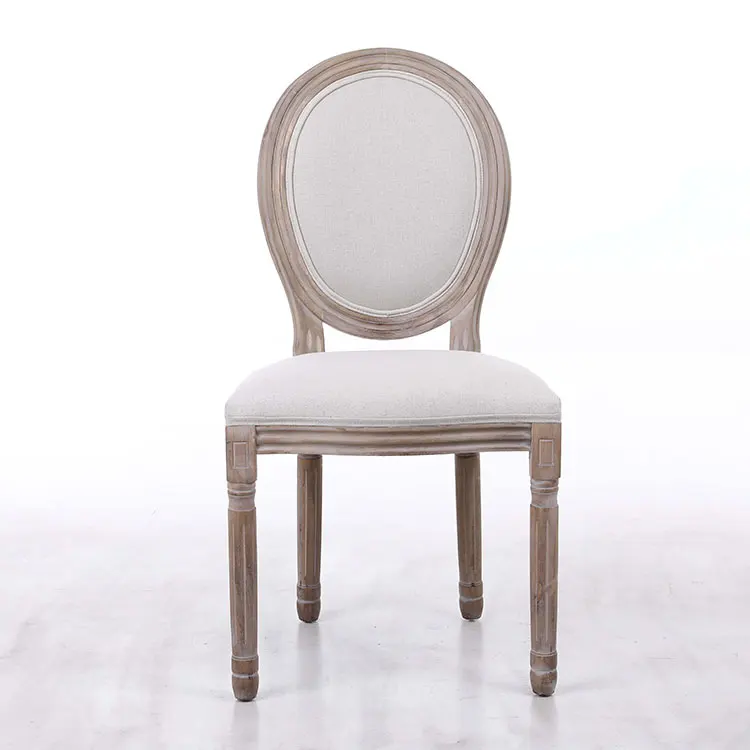 Traditional Design Linen Fabric Soft Luxury Elegant Antique Dining Chair