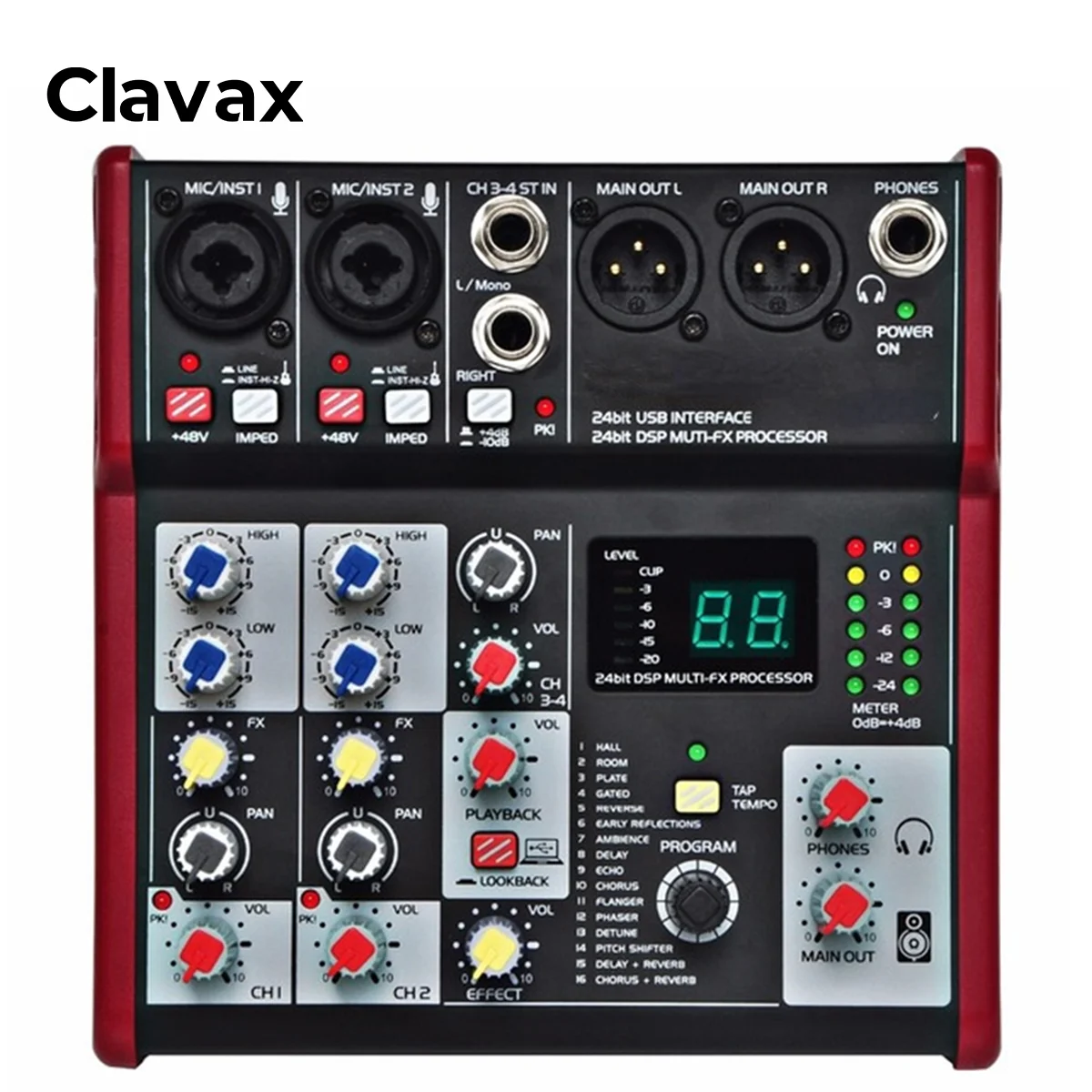 Clavax 002 Профессиональный 4-канальный микшер с голосовыми эффектами Dj консоль цифровой аудио музыкальный для небольшой вечеринки запись концерта