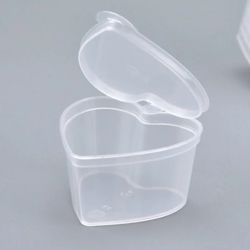 wholesale 45ml heart-shaped pudding boxes multispaced plastic heart shaped pill box pp box packaging