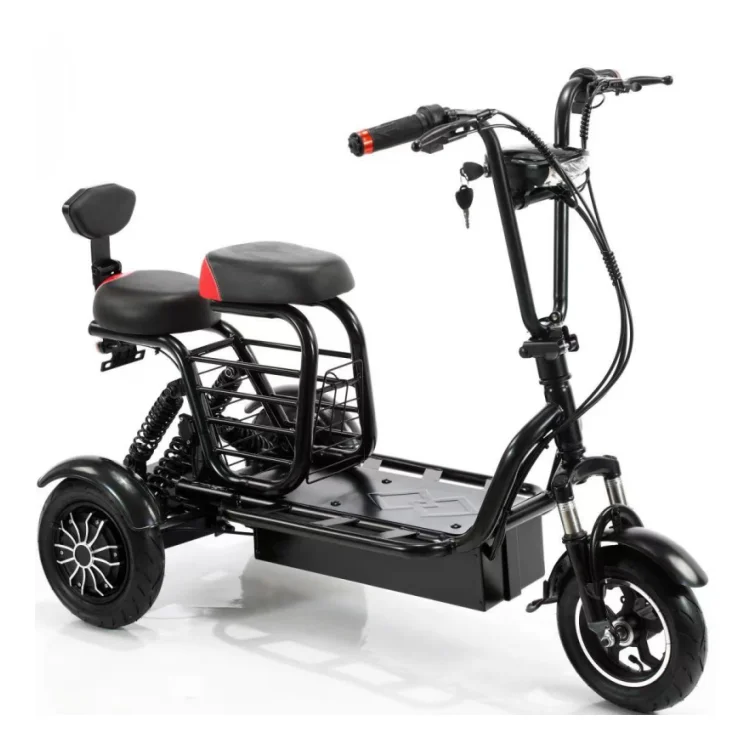 New Type Lightweight Flexible 3 Wheel Electric Scooter with Child Seat Basket Wholesale 350W 48v for Adult Folding Moped Scooter