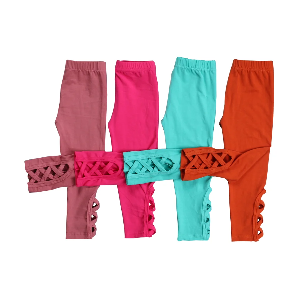 2022 Wholesale baby long leggings solid color high waisted casual cotton knitted girls pants dress  school wearing