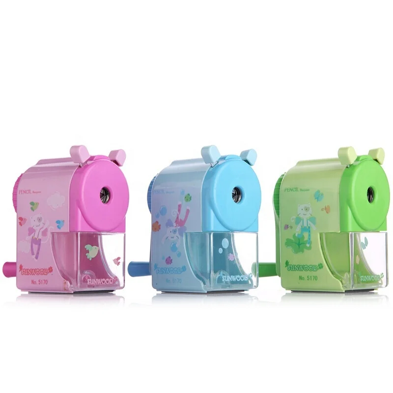 SUNWOOD Mini Manual Pencil Sharpener Machine Plastic for Classroom Kids School Office and Teacher Supplies 5170 Pink