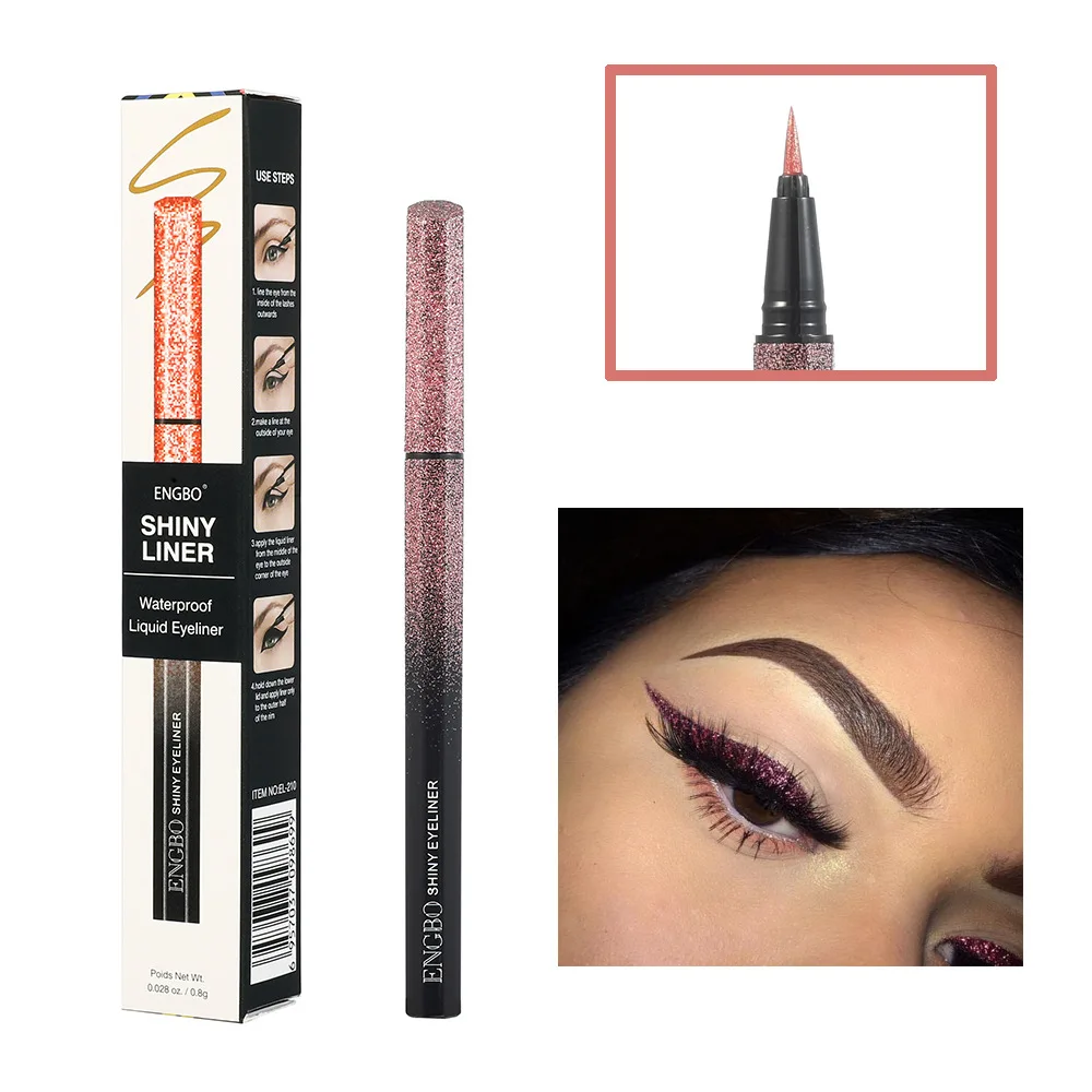 New Design ENGBO Quick-dry Glitter Eyeliner Pen Waterproof Longlasting Custom Private Label Makeup