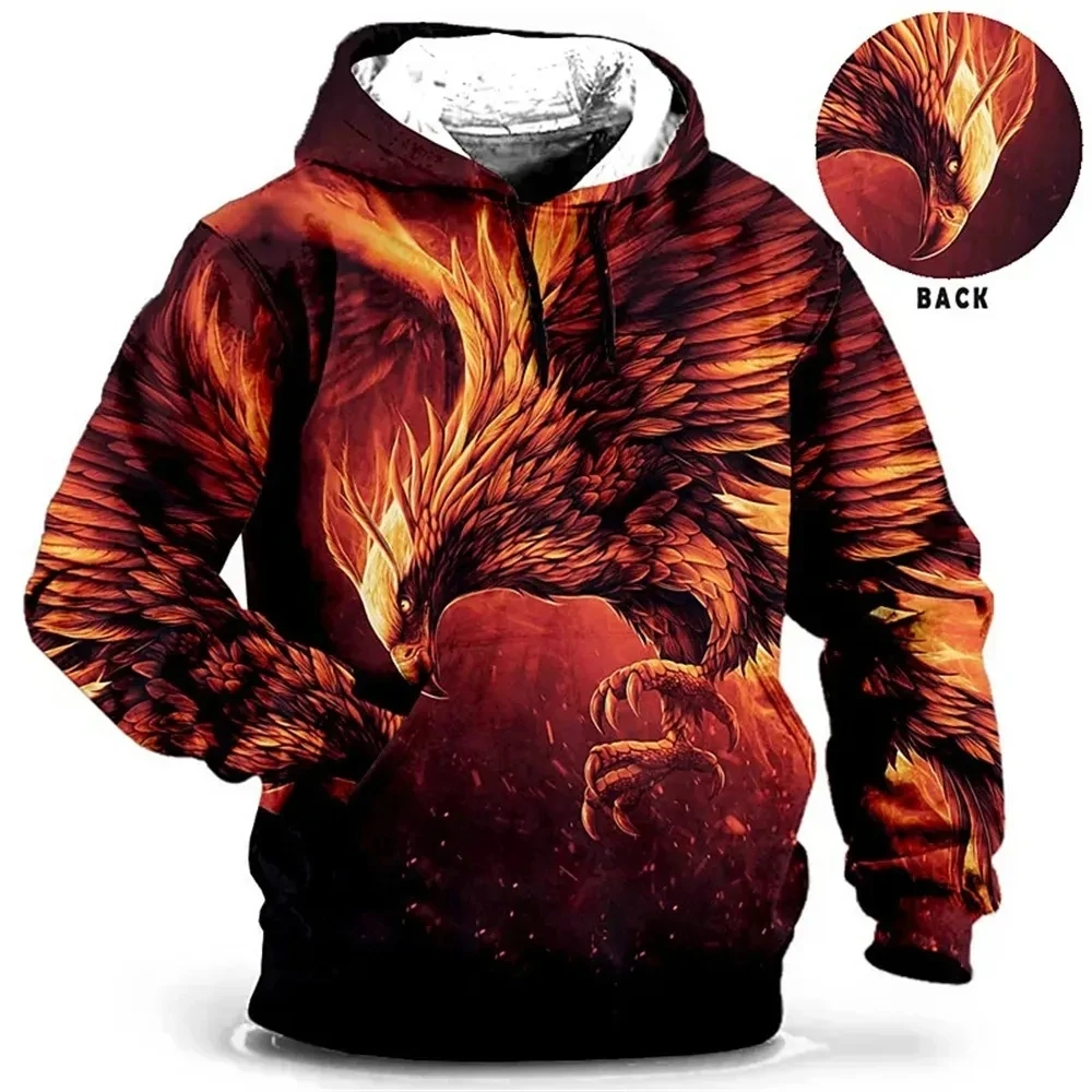 Fitspi Vintage Hoodies Men Wolf Animal Pattern 3d Print Eagle Leopard Tops Autumn Winter Casual Oversized Tiger Deisng Clothes