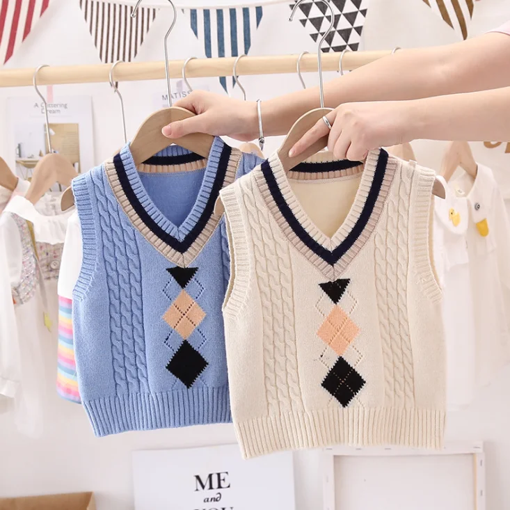 
New Arrival Autumn Winter Korean Baby boys Knitted Sweater Sleeveless Vest 