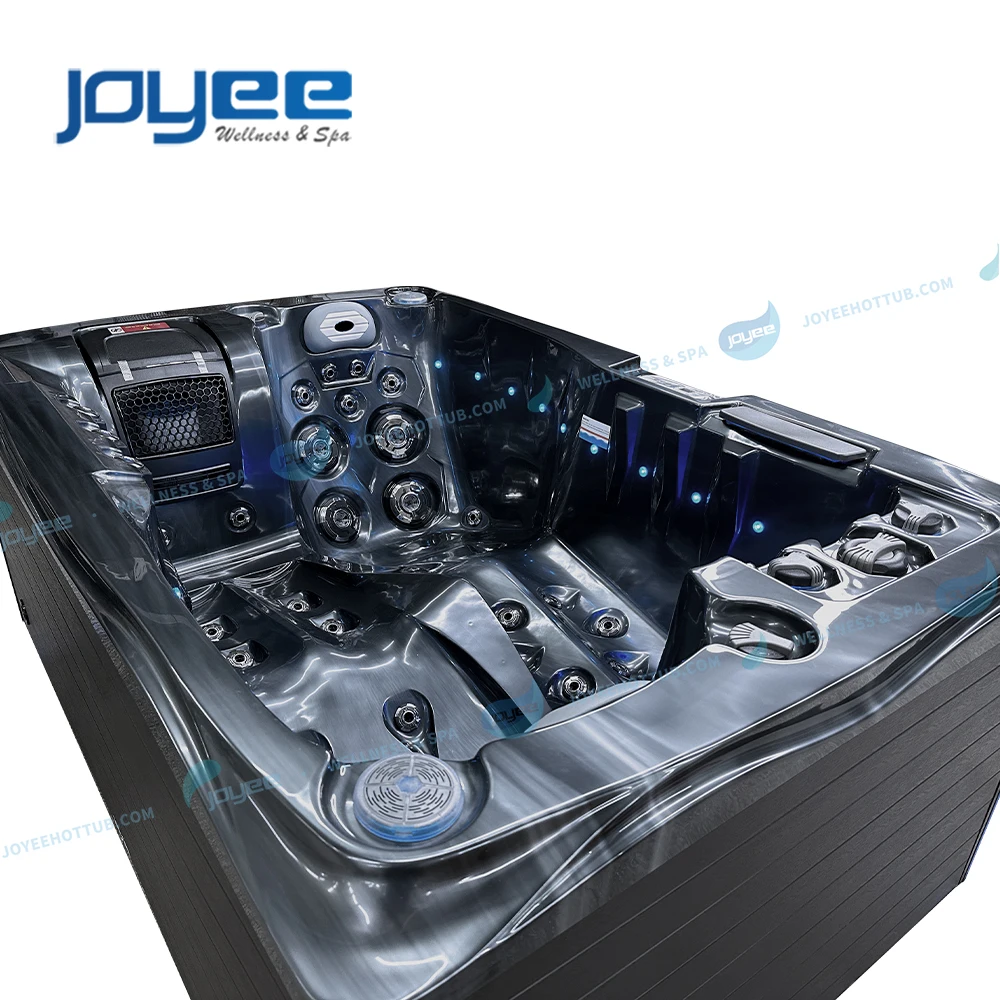 JOYEE new modern balcony jazzy hottub cheap price mini white black acrylic 2 person mini spa hot tub outdoor