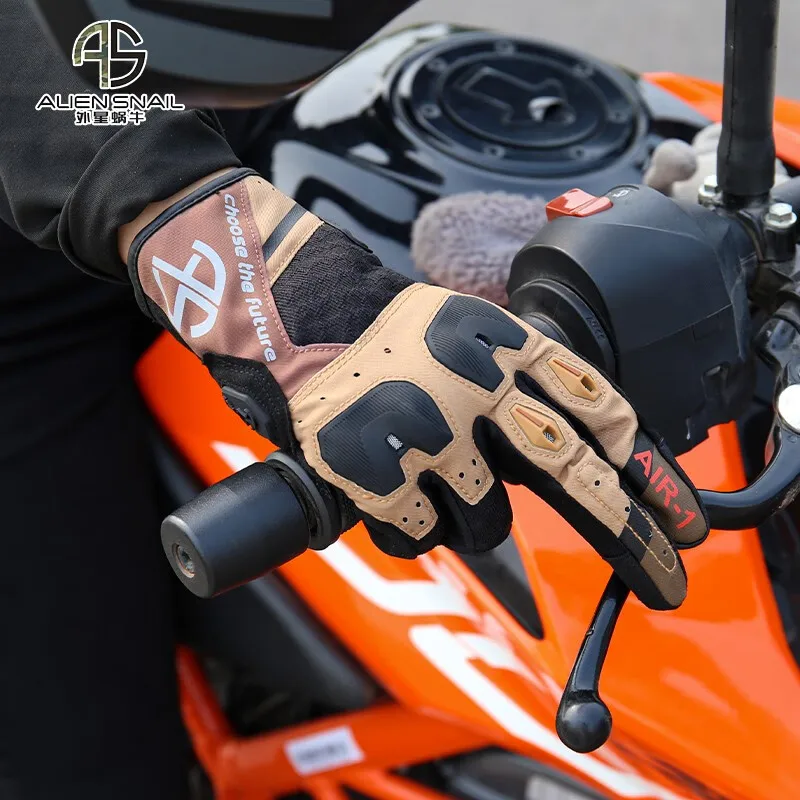 Перчатки мотоциклетные ALIEN SNAIL для мужчин и женщин, дышащие защитные митенки для езды на мотоцикле, с сенсорным экраном, с закрытыми пальцами