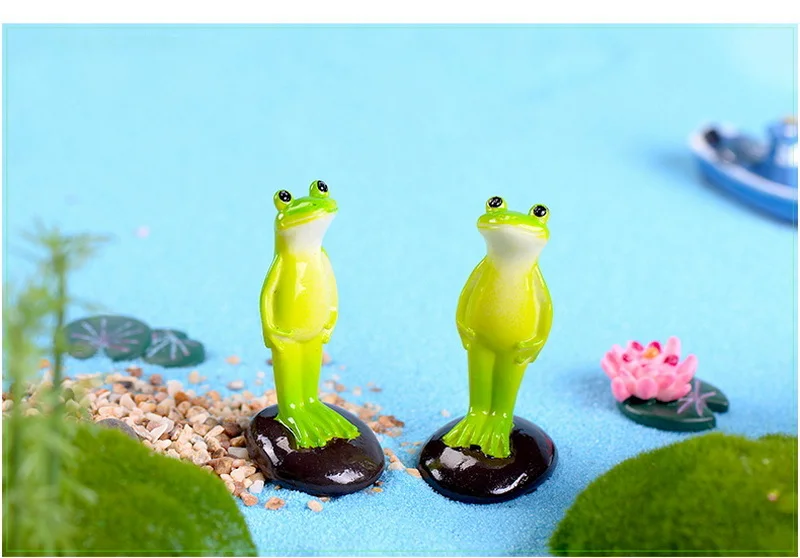 Микро пейзажная Статуэтка мультяшная модель животных Декоративная миниатюрная стоячая лягушка садовый декор
