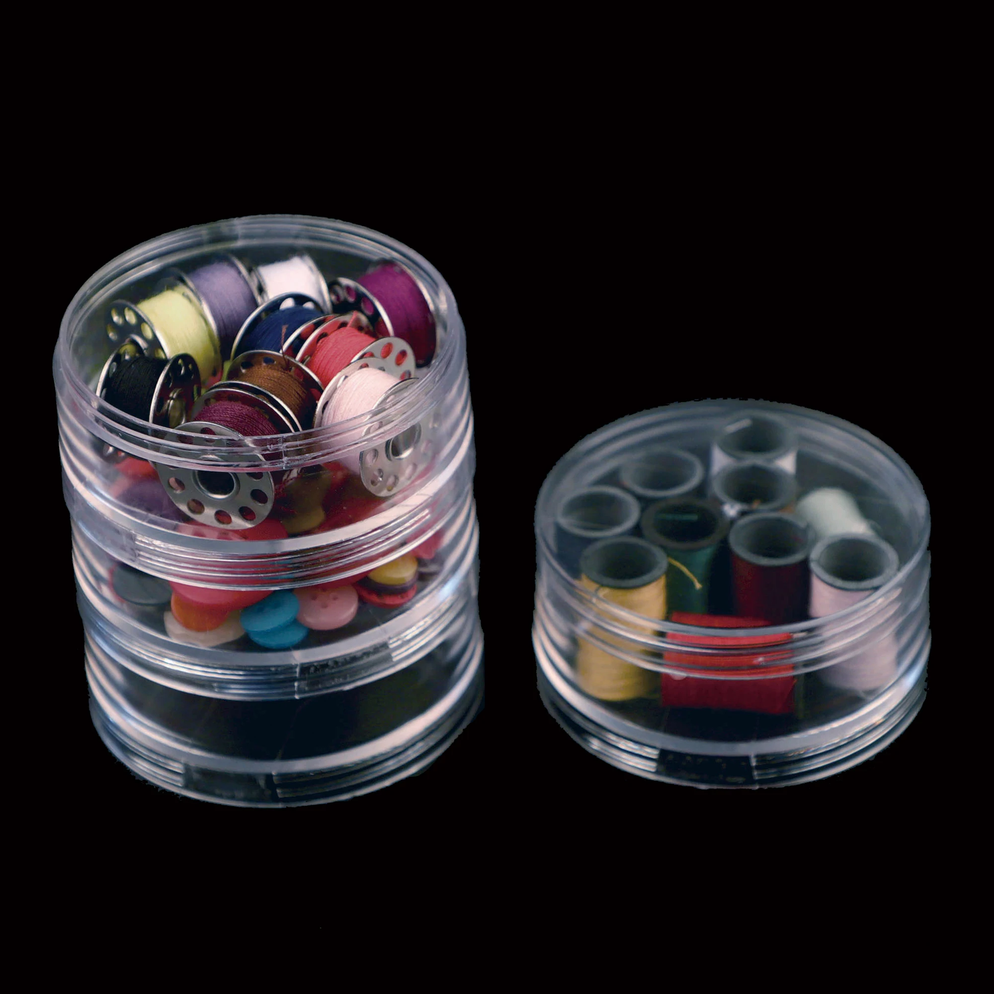 21832 4 pcs 70mm small Round Clear Plastic Stackable bead Jewelry nail storage boxes