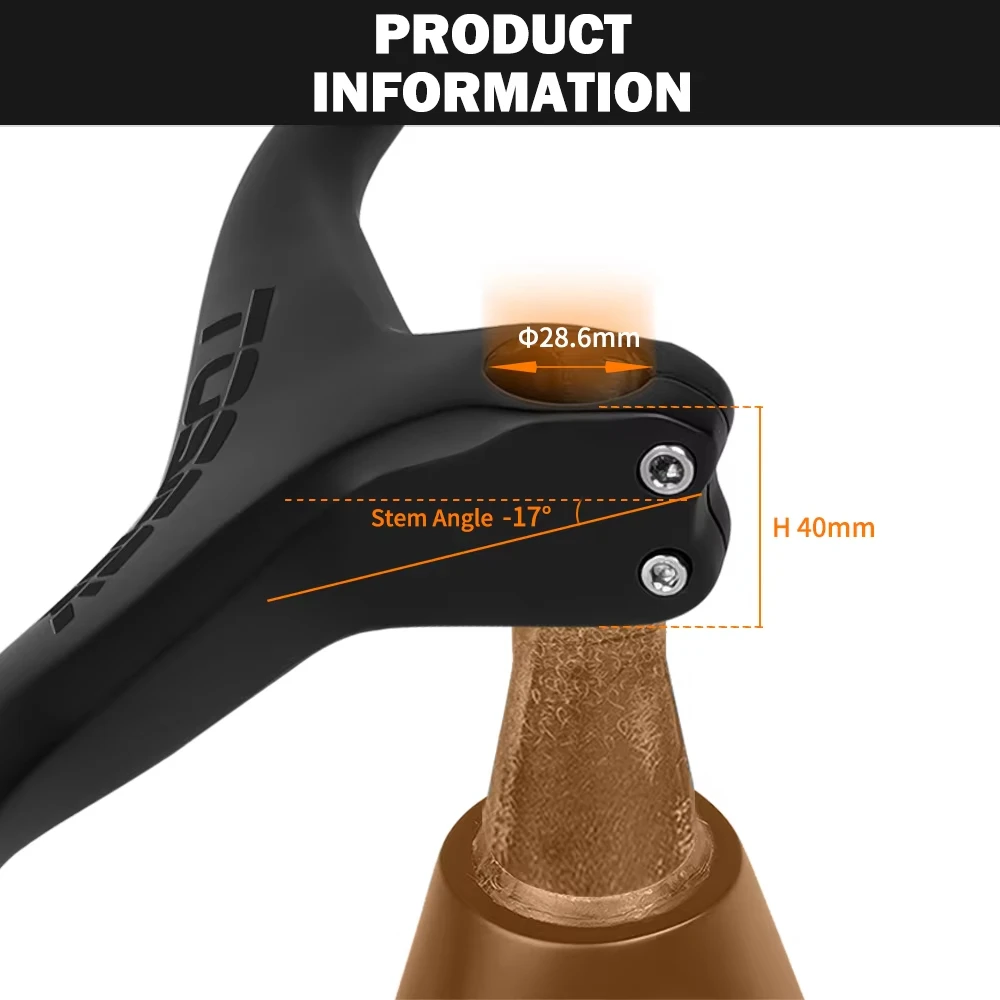 Carbon UD Matte Mountain Bicycle Handlebar MTB Handlebars And Stem 28.6mm-17Degree Carbon Integrated Handlebar