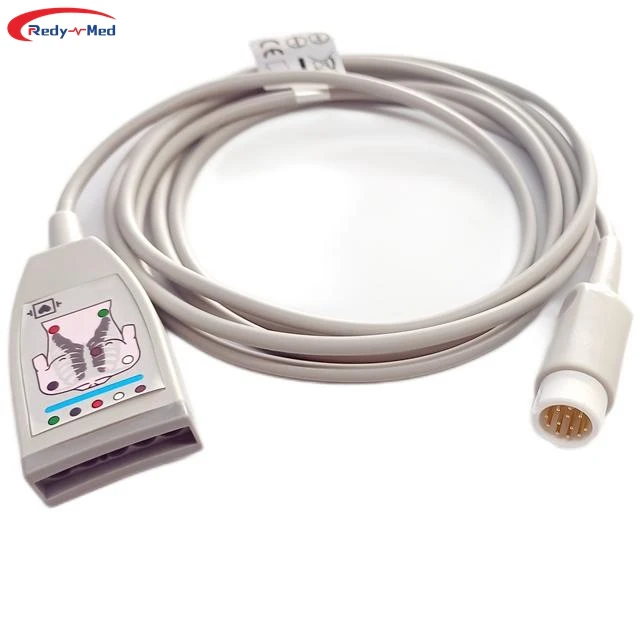 Высококачественный надежный кабель для магистрали ecg, совместимый с Philips M1668A , 5 проводов, ага, 12-контактный разъем