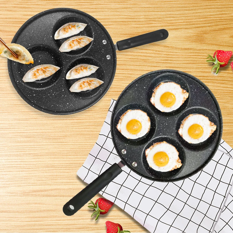 2022 New 3 Hole Thickened Fried pan Egg Ham Breakfast Frying Pan Durable Omelette Pan
