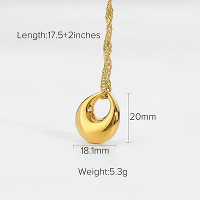  simple fashion women INS style 18K gold plated water drop pendant stainless steel