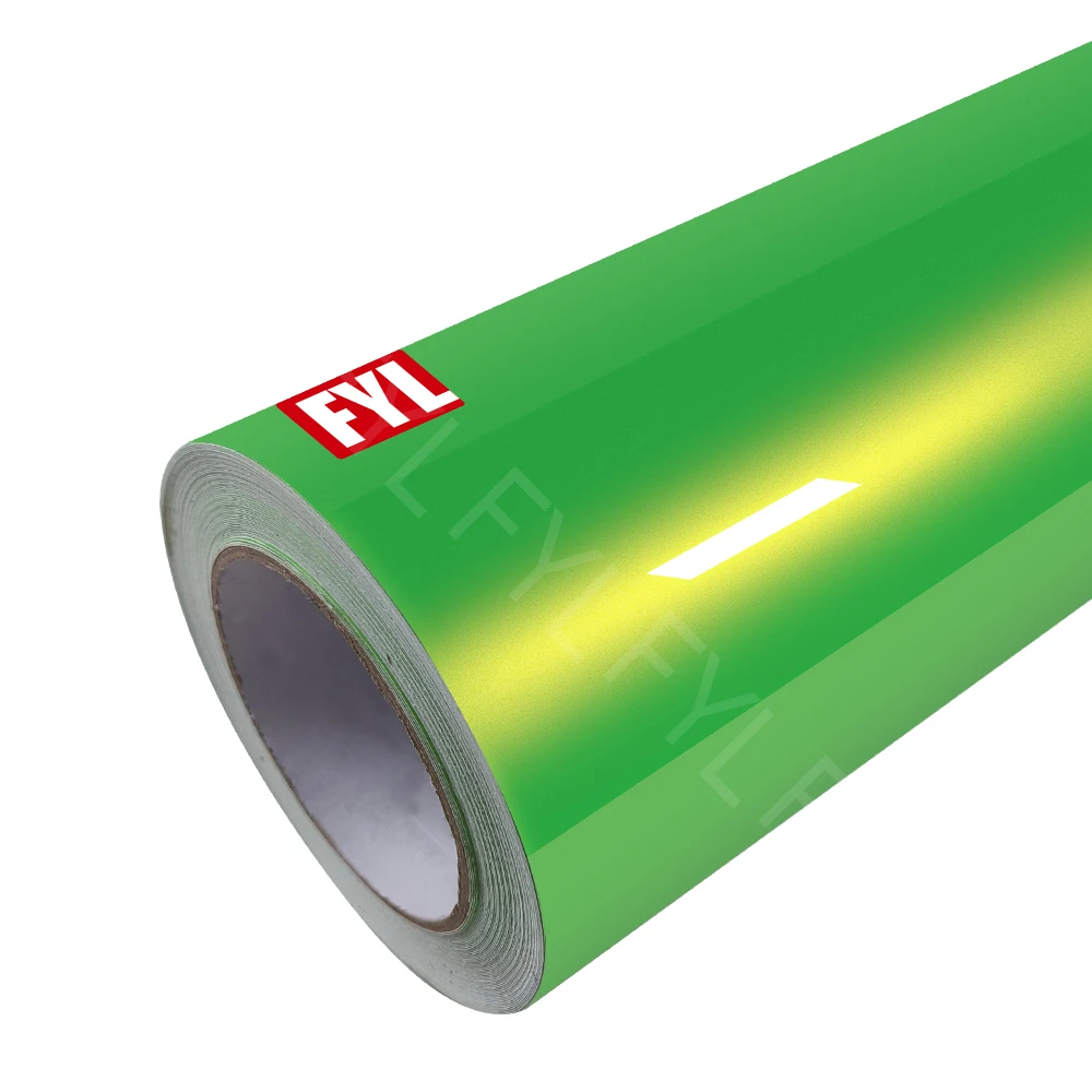 Anti-scratch self-adhesive high stretch 1.52*18m  glossy coral Apple green color vinyl wrap car