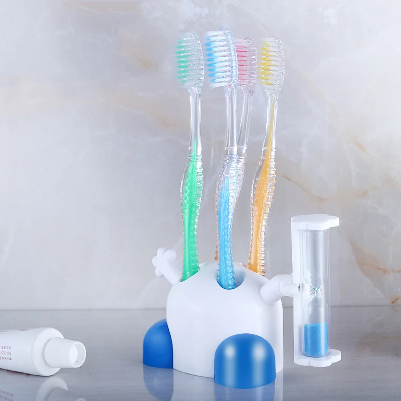 Kids 3 Minutes Hourglass 2 Holes Toothbrush Holder Sand Timer