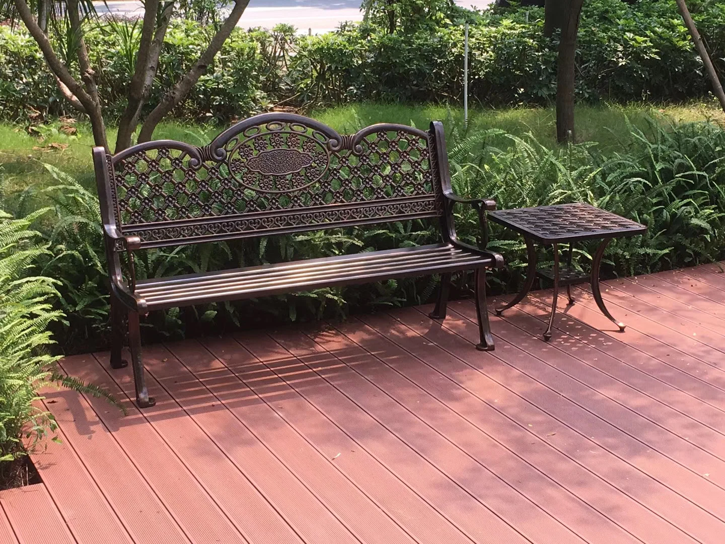European Classical Outdoor Patio Rustproof Garden Set Cast Aluminum Bench Park Long