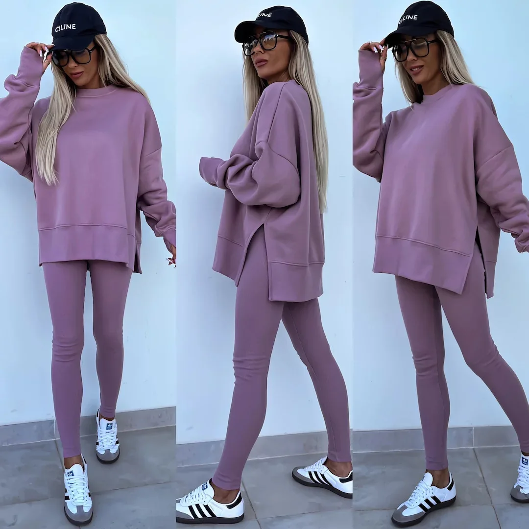 Outfits Two Piece Set Women Clothing Sweat Suits Joggers Fall Clothing Leggings Sets Crew Sweaters