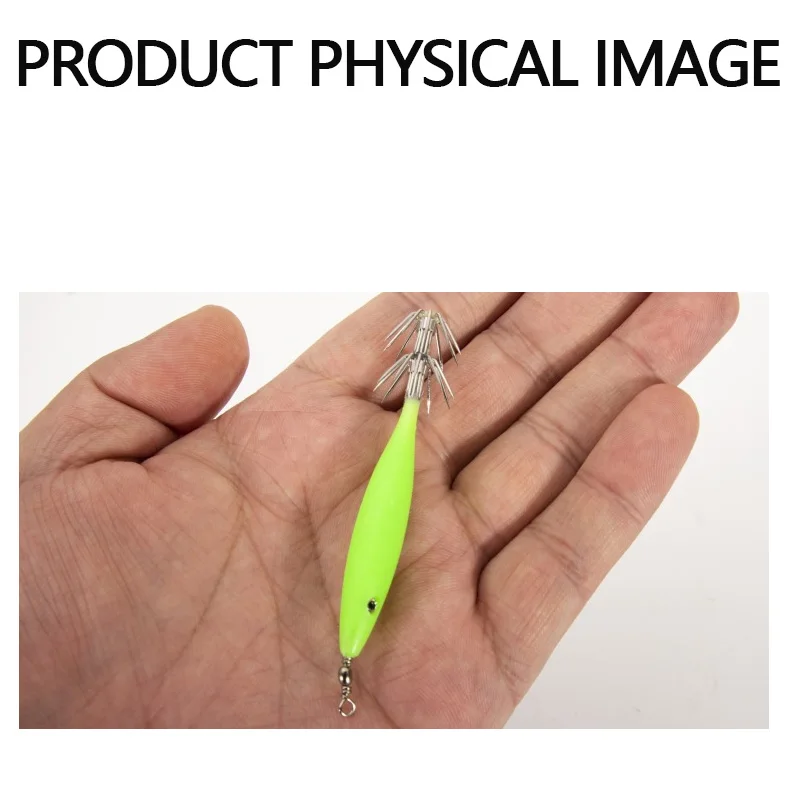 Laiyou 8cm3.6g 10colors Luminous Artificial Bait Soft Footed Wood Squid Hook Wholesale Fishing Lure