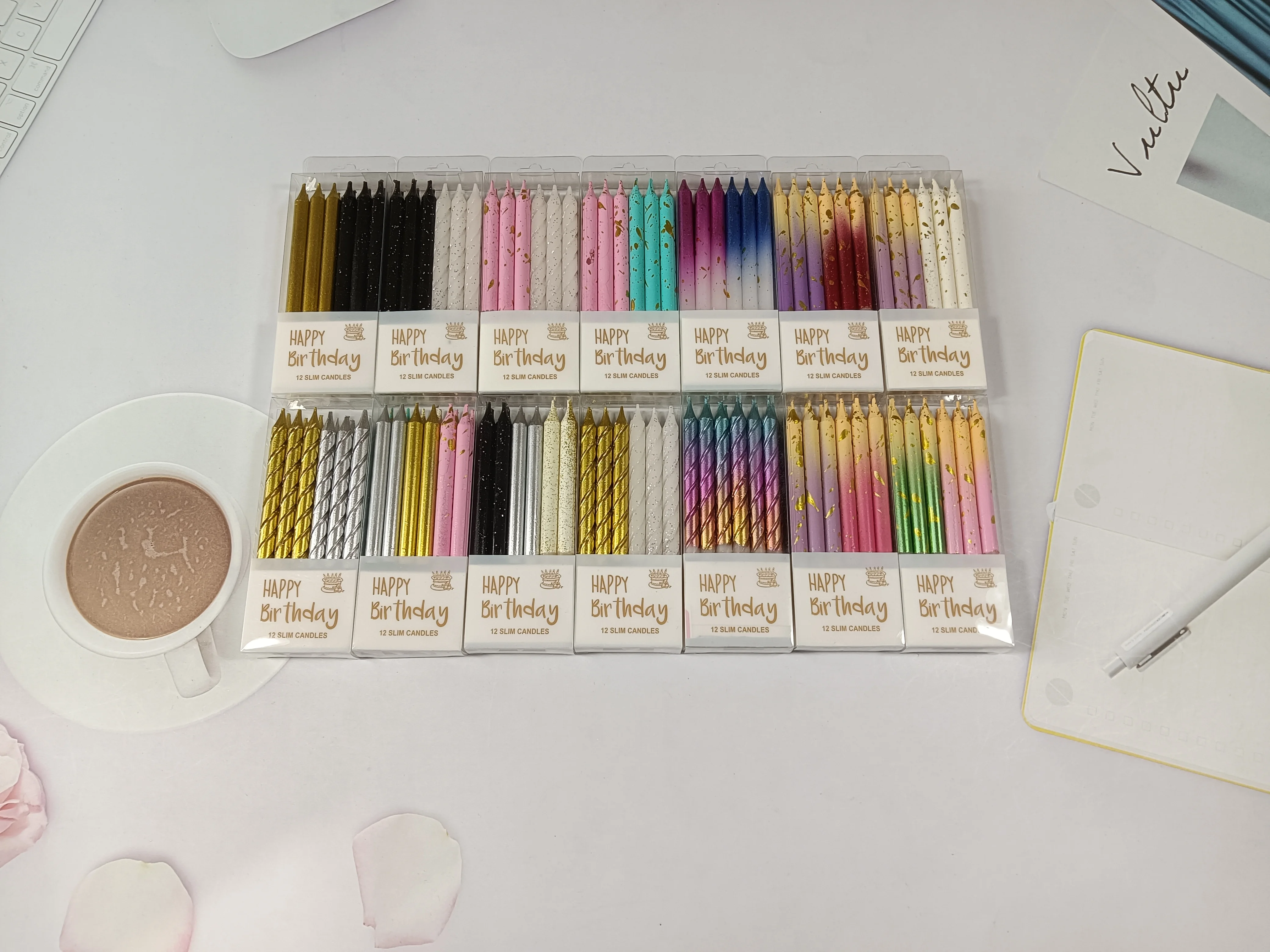 New Style Birthday Candles Colorful Long Thin Birthday Candle For Cake Decor