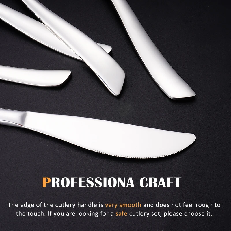 Wholesale Kitchen Flatware Luxury Restaurant Wedding Silver Knife Spoon Fork 16 Pcs 304 Stainless Steel Cutlery Set