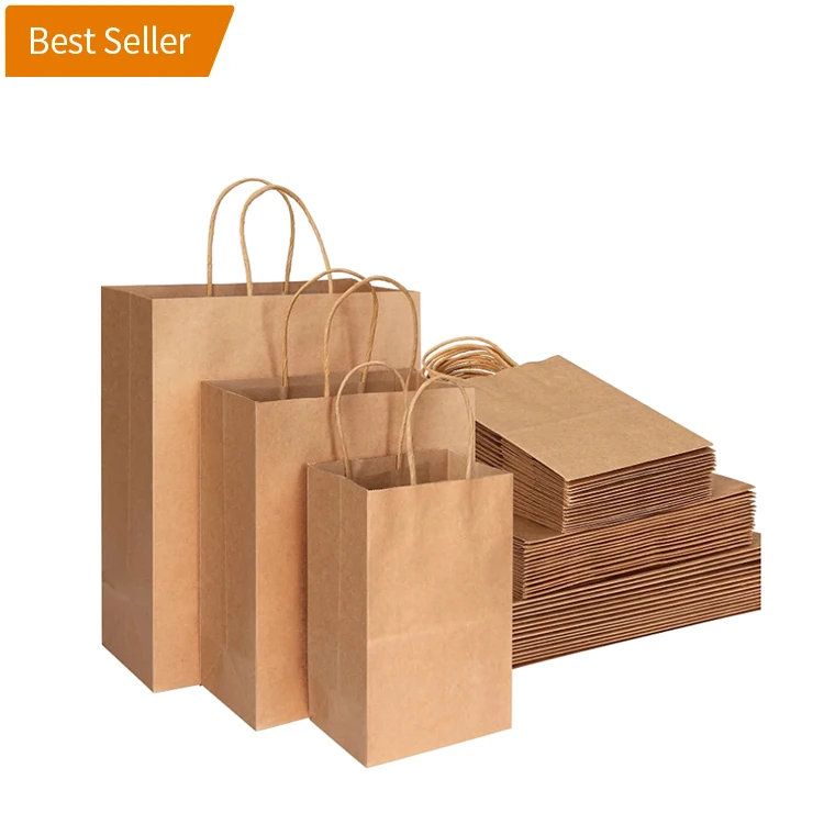 Custom White Brown Kraft Craft Bolsas De Papel Shopping Take Away Paper Bag with your own logo