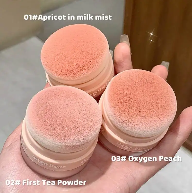 Natural matte Face Makeup Highlighter Blush Powder Gege Bear High Saturation Long lasting waterproof cushion blush