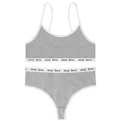 Wholesale Cheap Custom Letter Women Slim Lingerie Two Pieces Sports Bra And Panties Underwear Set Custom Push Up Bra Sets