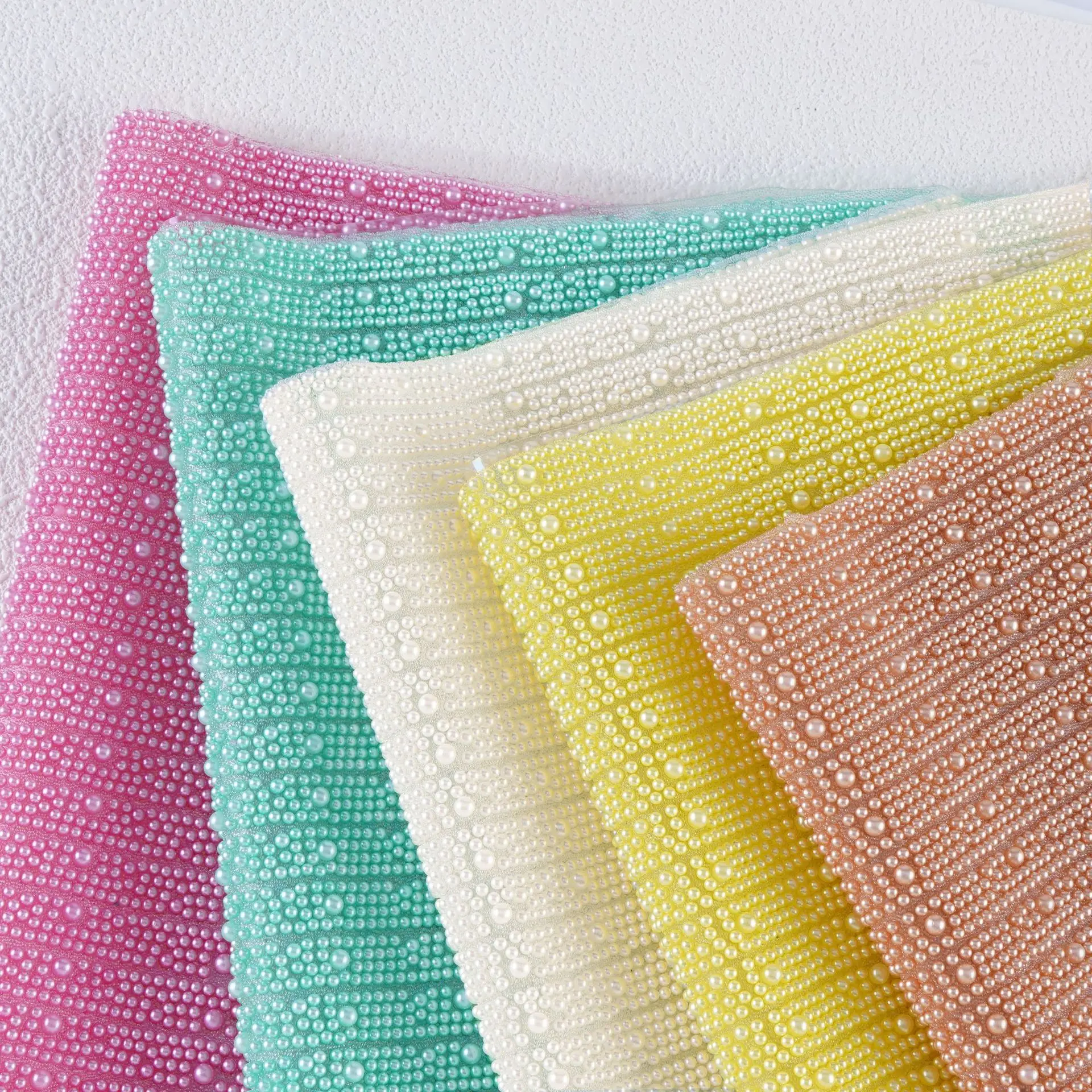 New 5 color pearl sticker hot melt glue mesh beads colored pearl set clothing accessories