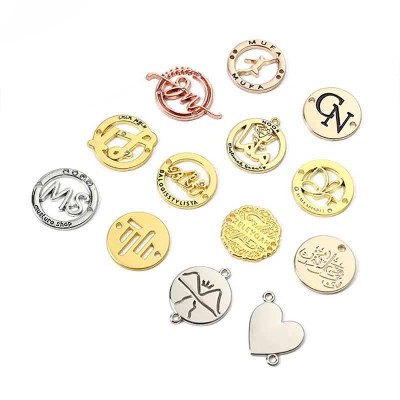FREE SAMPLE Customized Metal Sewing Logo Tags Metal Logo for Clothes Sew Bikini Swimwear Clothes Metal Labels