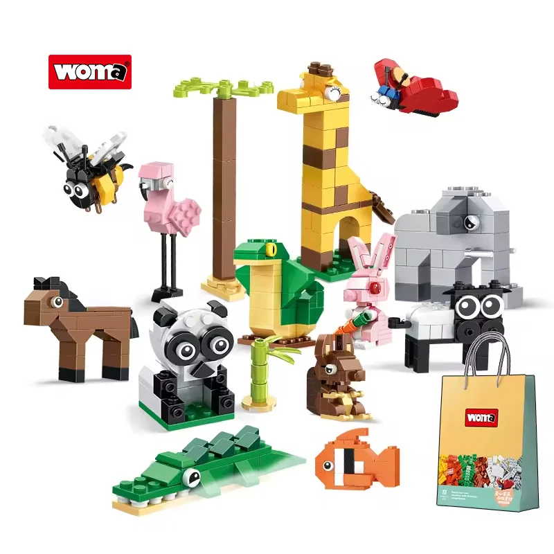 WOMA TOYS Factory Hottest Sale Kids Assembling Building Block Little Brick Construction Toy Preschool Zoo Animal World Forest