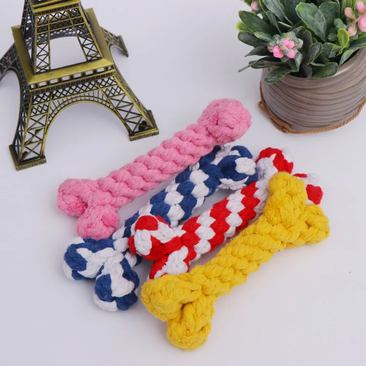 Hot Sale Cotton Rope Braided Bones Shape Dog Chew Dog Toy Rope Bone Cotton Rope Dog Toys