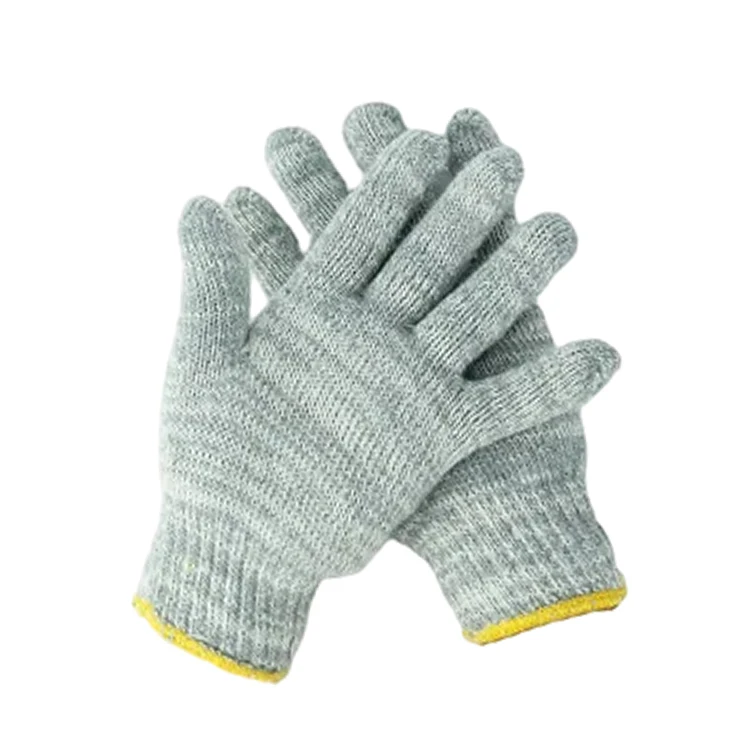 Cotton Knit Gloves Directly Sale Custom Knitted Grey Cotton Glove
