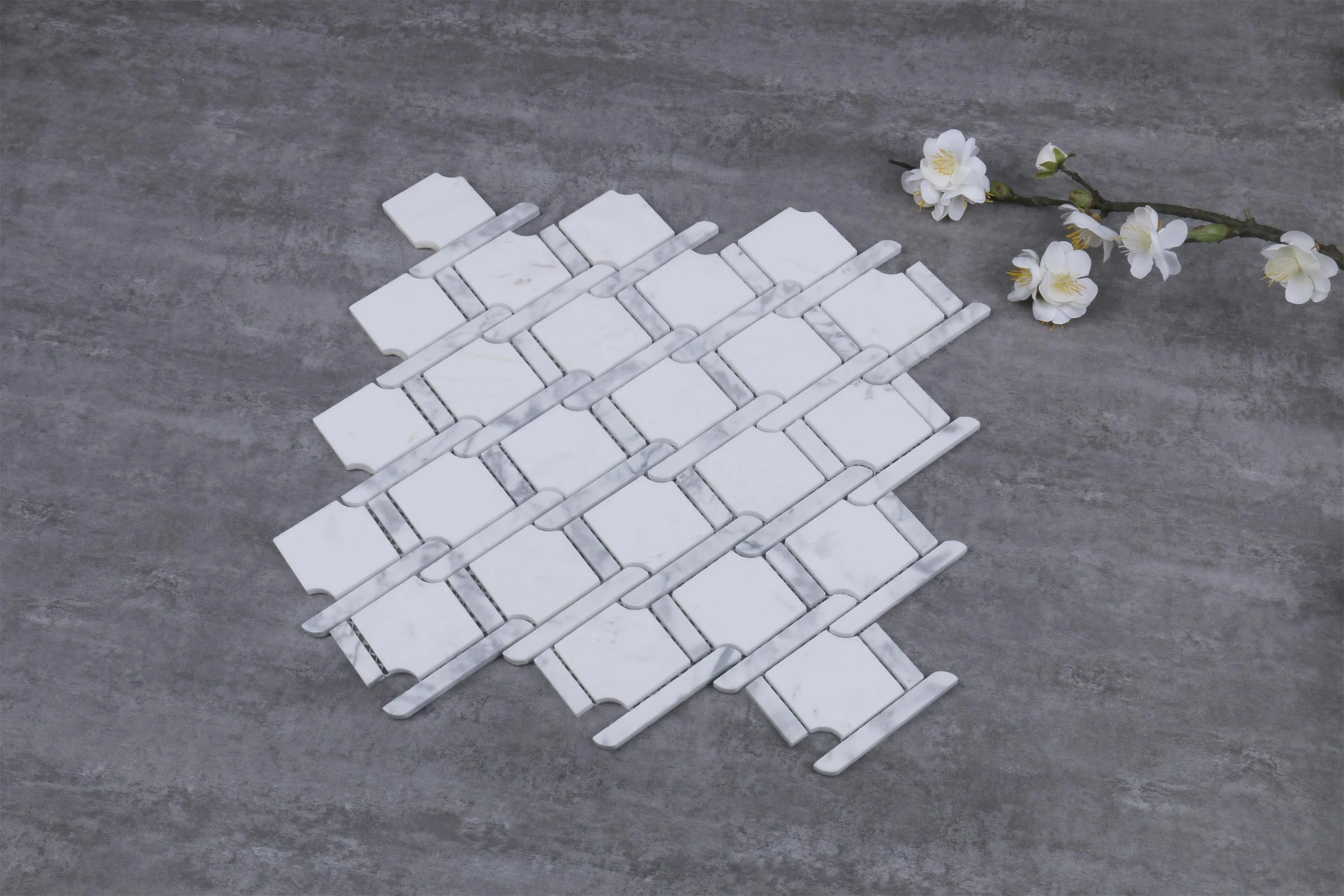 wholesale Hot sales stone  black and white marble mosaic tile for wall decoration