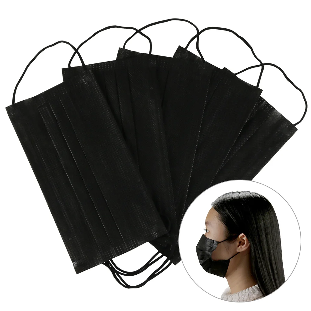 
EN14683:2019 Type IIR Black surgical mask and 3-plys &No-woven fabric medical mask BFE 99% black surgical mask 