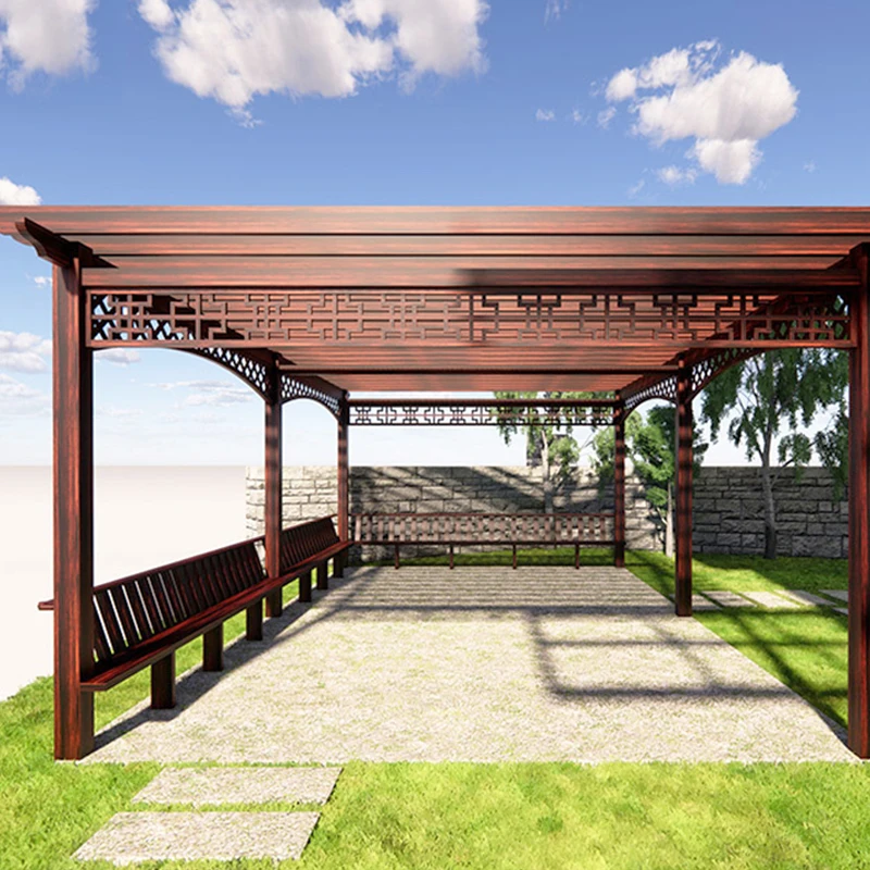 Garden teak wpc wood pavilion gazebo waterproof pergola blind arches wpc arbour pergola set kits