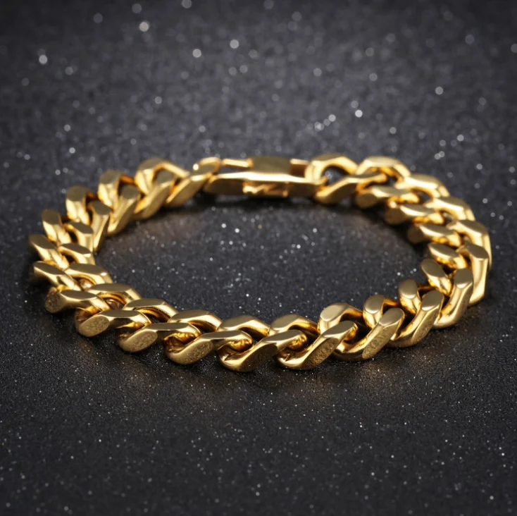 2020 Hip Hop Jewelry Fashion Miami Cuban Chain Bracelet Bracelet Gold Chunly Men Bracelets