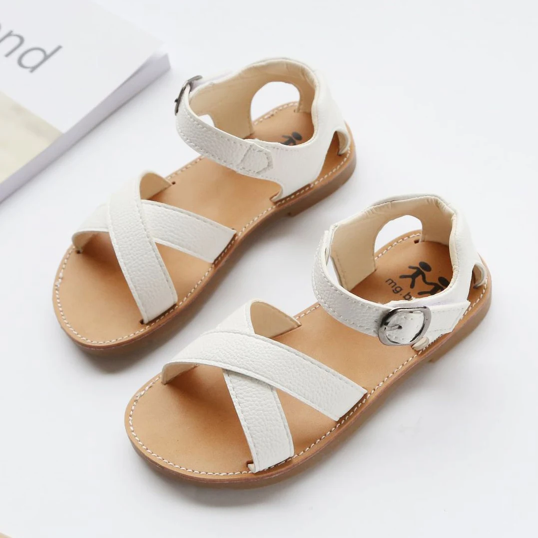Kid girl Sandals cross strap toddler Girls flat Sandals