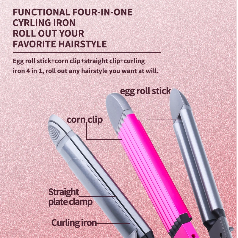 Kemei KM-1396 Professional 4 In 1 Hair Curling Iron High Power Constant Temperature Hair Curler