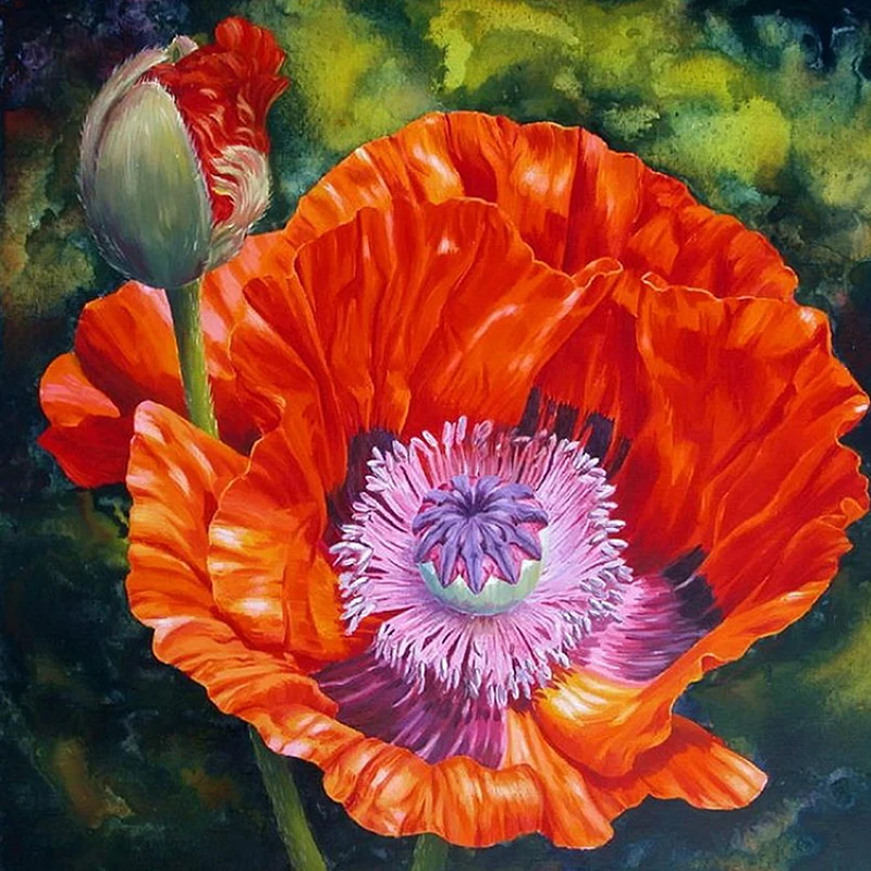 
Drop Shipping Custom Home Decor Classical Flowers Picture Diy Full Drill Rhinestone 5d Diamond Painting With Frame 