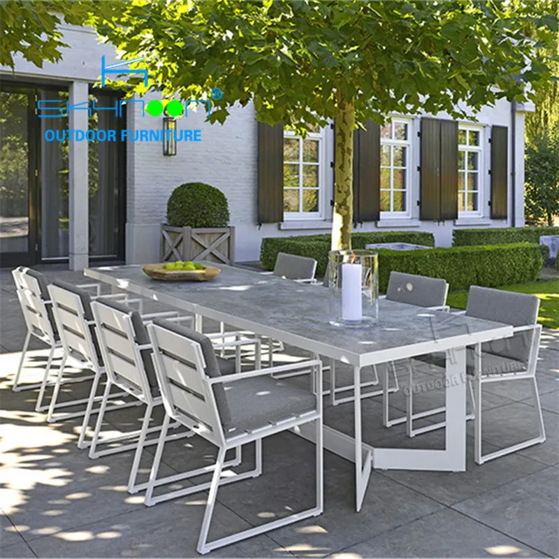 Skynoon Luxury Garden Patio Furniture Outdoor Metal Chairs and Table All Weather Aluminum Dining Sets garden Chairs(31061)