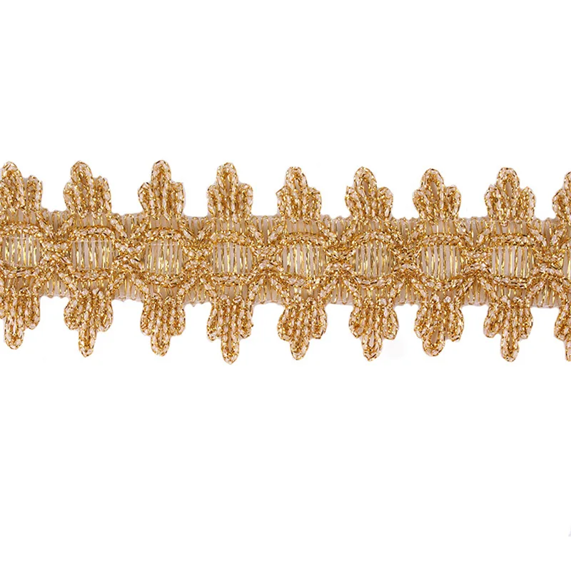 Wholesale Price Hot-sell Customize Metallic Yarn Gold Lace Trim Ethnic Webbing Lace