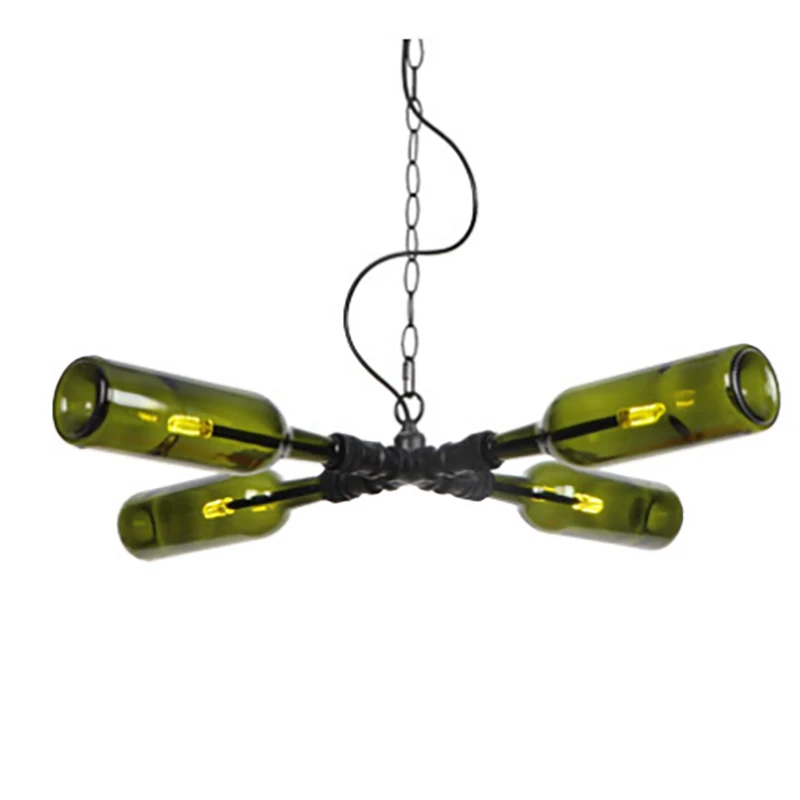 Retro industrial style living room lamps American nostalgic cafe bar creative water pipe bottle chandelier