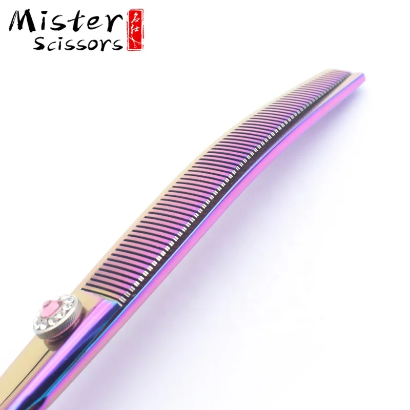 Pink Titanium Professional High Quality Pet Dog Grooming Curved Thinning Scissors 7.25 inch 440C Stainless Steel