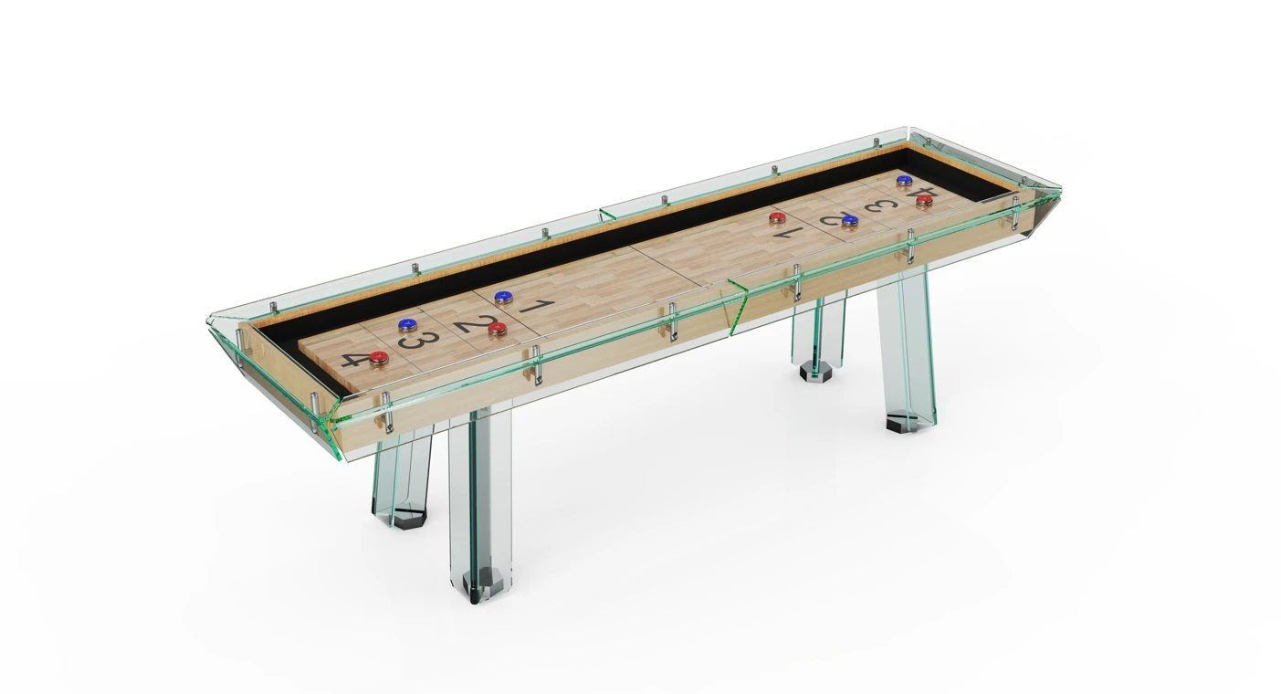 Billiard table factory year-end promotion standard 9feet crystal glass shuffleboard table and table bowling