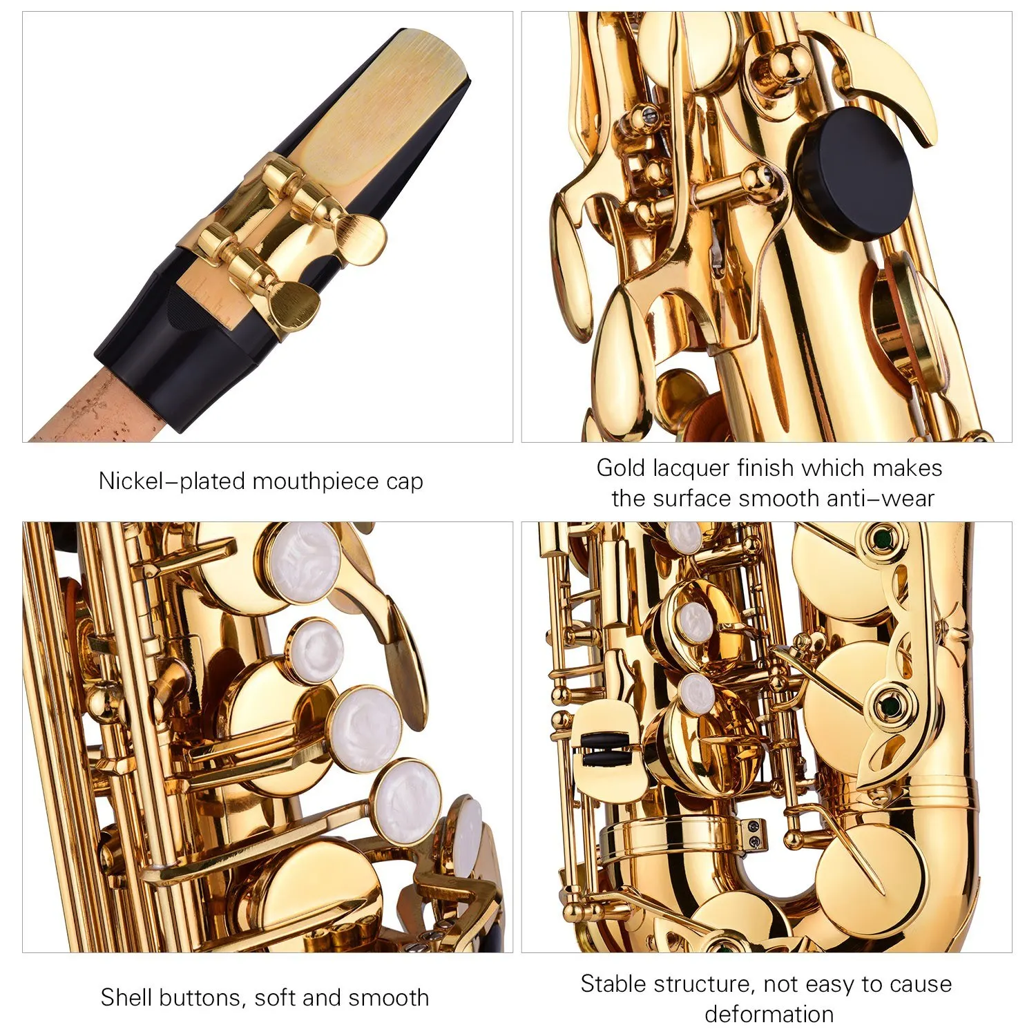 Alto Saxophone E Flat Alto Saxophone Eb Saxophone Gold With Cleaning Cloth Carrying Case