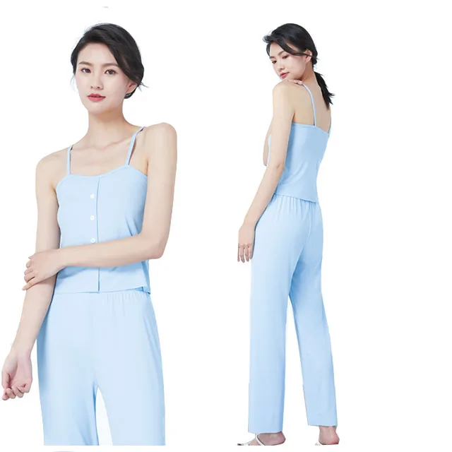 New Icy Silk  camisole Home Clothes Fashion Pajama Suit For Women
