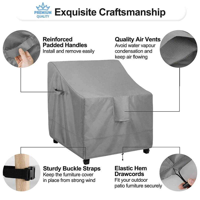 Outdoor Waterproof Furniture Chair Cover - UV-Resistant Patio Lawn Chair Covers for Outdoor Furniture Heavy Duty Chair Covering