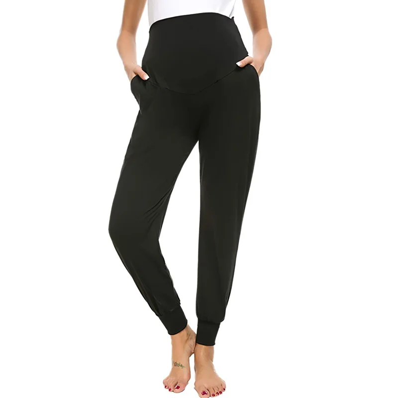 High Waist Belly Maternity Pants Spring Autumn Pregnant Women Knitted Clothes Pregnancy Jogger Pants