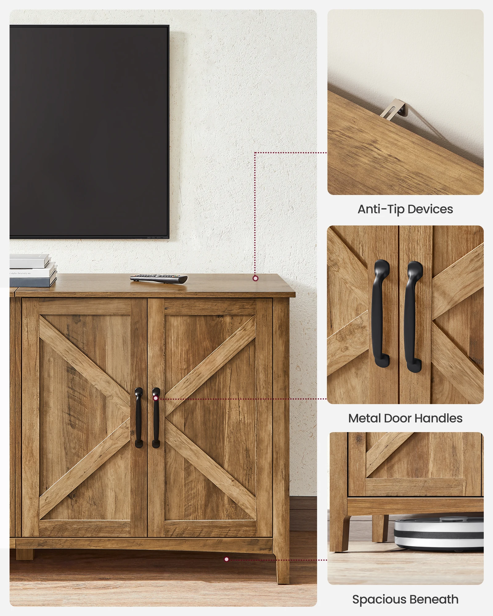 VASAGLE Kitchen Storage Cabinet with Adjustable Shelves Buffet Cabinet