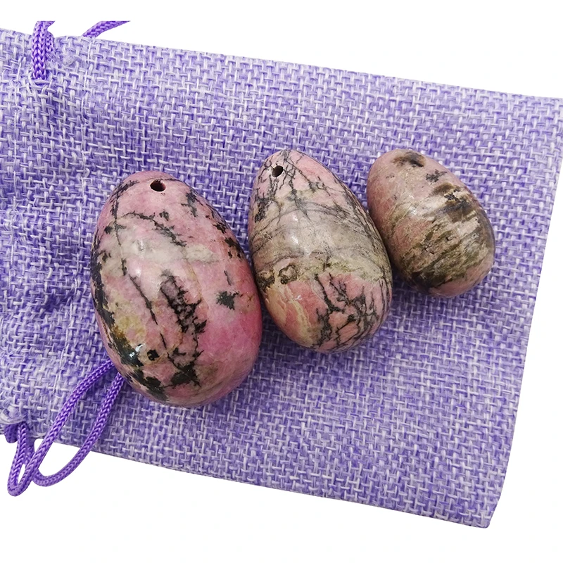 Hot Selling Jade Rhodonite Palm Stone Yoni Eggs for Women Pelvic Muscle Training 3 Sizes